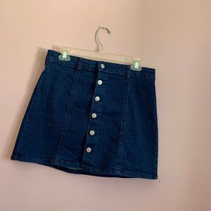 2/$15 High Rise Button Front A-Line Denim Skirt